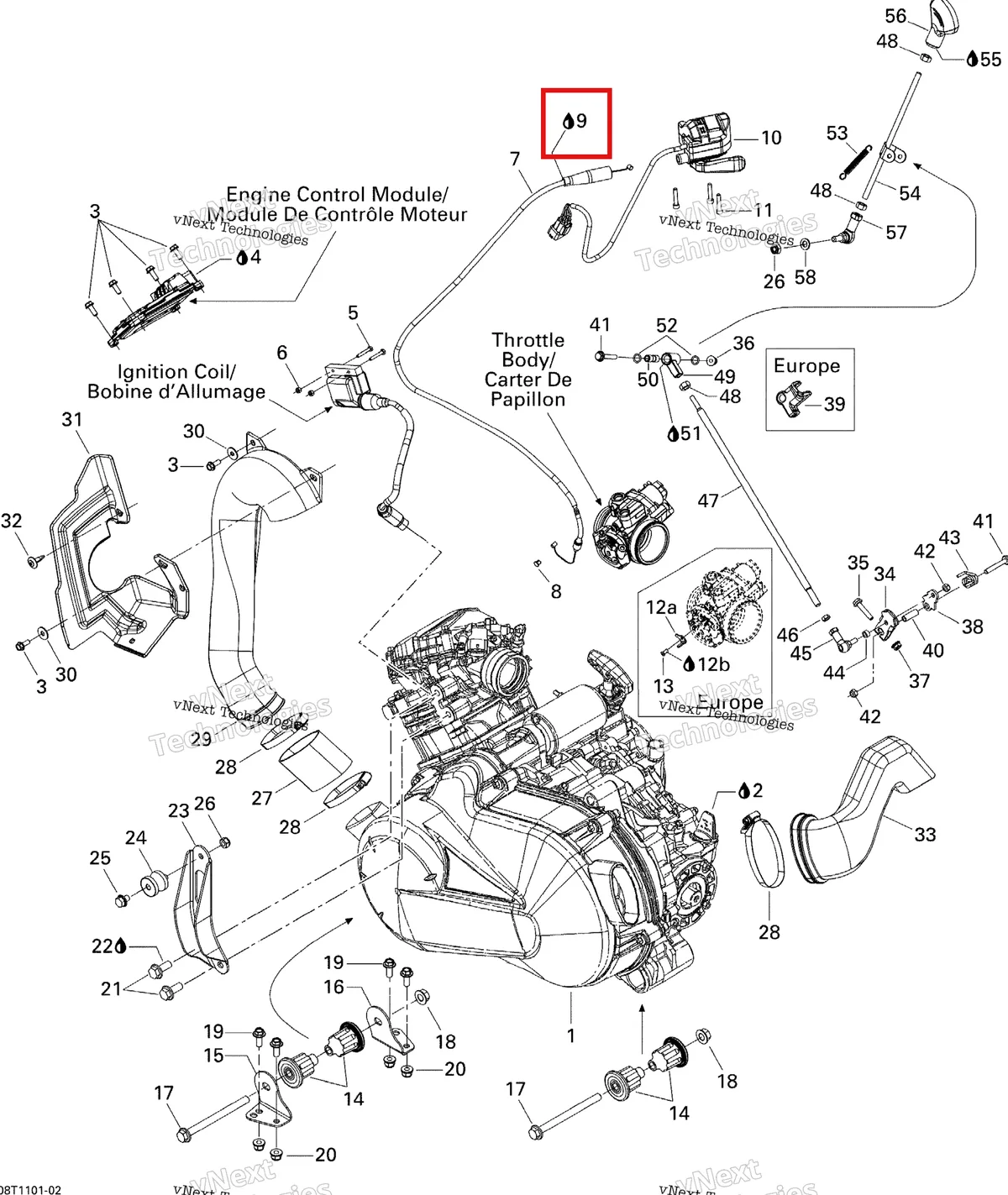 Деталь 293600041 на схеме узла 2011 Can-Am Outlander 400 EFI Engine And Engine Support