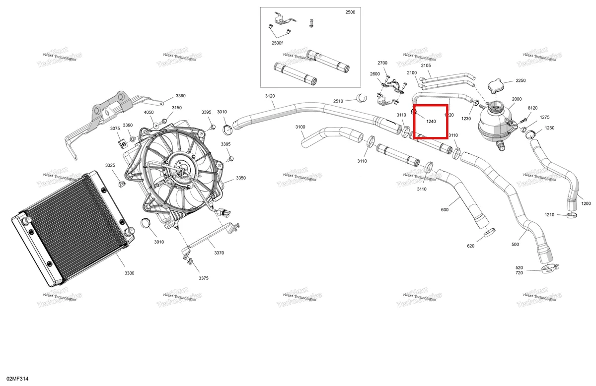 Деталь 293650025 (Хомут Шестерни) на схеме узла 2026 Ski-Doo EXPEDITION - SPORT - 600 ACE - KCTB - Neo Yellow - 16X154X1.5CH Track Engine - Cooling