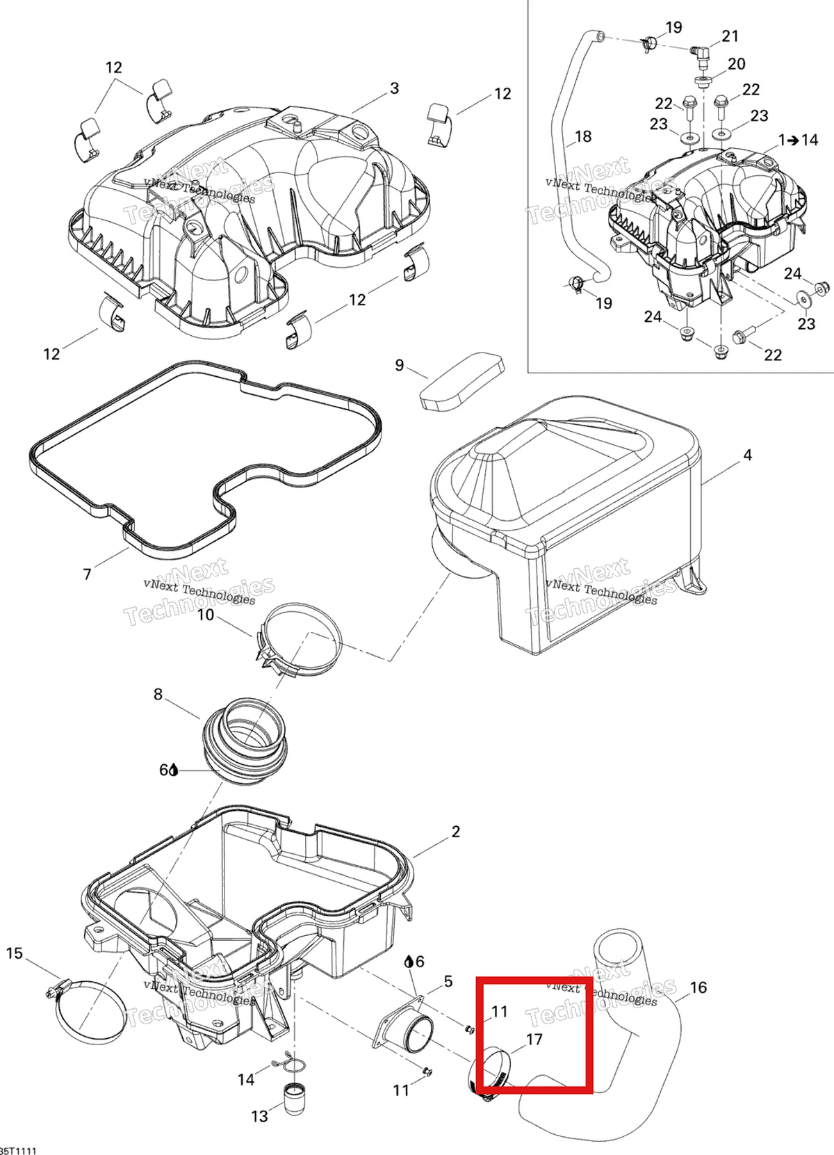 Деталь 293650035 на схеме узла 2011 Can-Am Outlander 800R EFI, XMR Air Intake Silencer