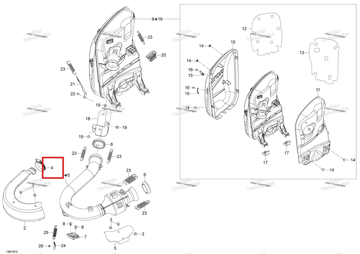 Деталь 293650036 (Хомут) на схеме узла 2019 Ski-Doo EXPEDITION LE-SE 1200 4-TEC Exhaust - 1200 4-Tec