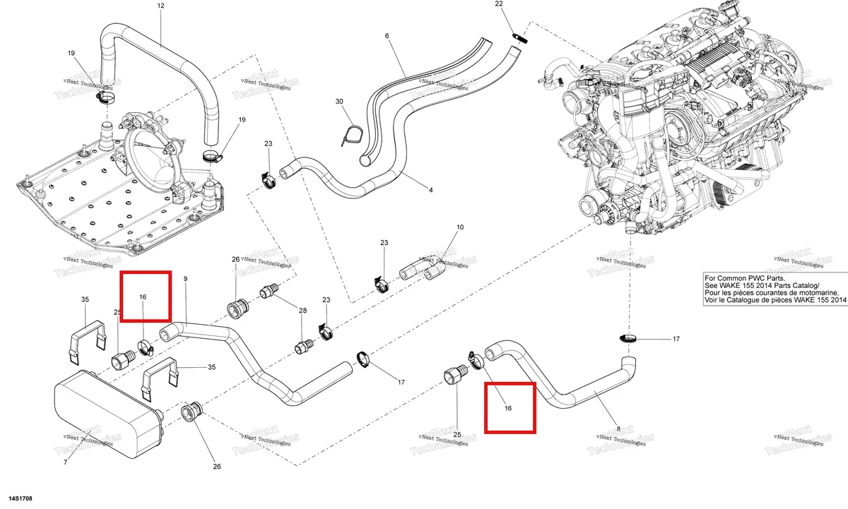 Деталь 293650045 на схеме узла 2018 Sea-Doo SAR 155 Cooling System