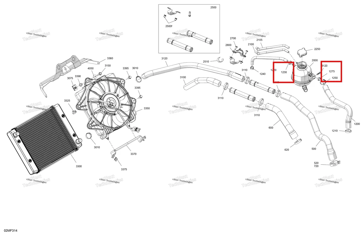 Деталь 293650046 (Хомут) на схеме узла 2026 Ski-Doo EXPEDITION - SPORT - 600 ACE - KCTB - Neo Yellow - 16X154X1.5CH Track Engine - Cooling