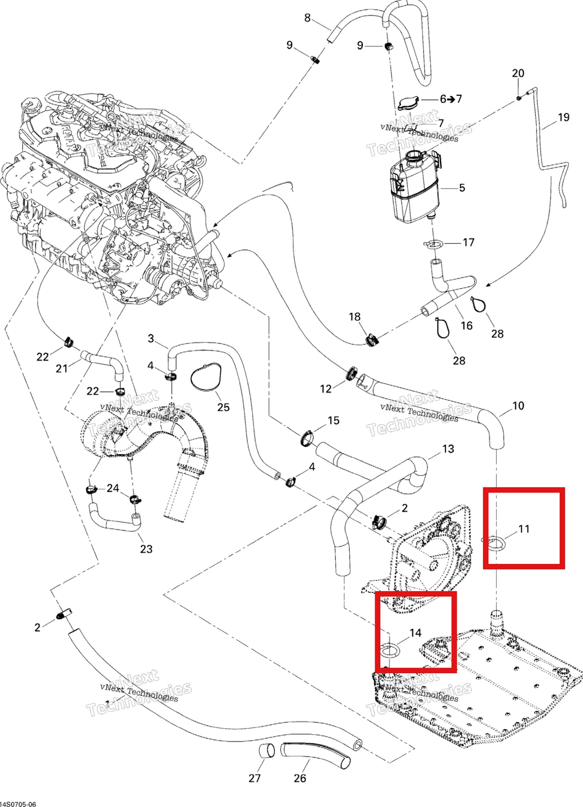 Деталь 293650114 на схеме узла 2007 Sea-Doo GTI 4-TEC SE Cooling System