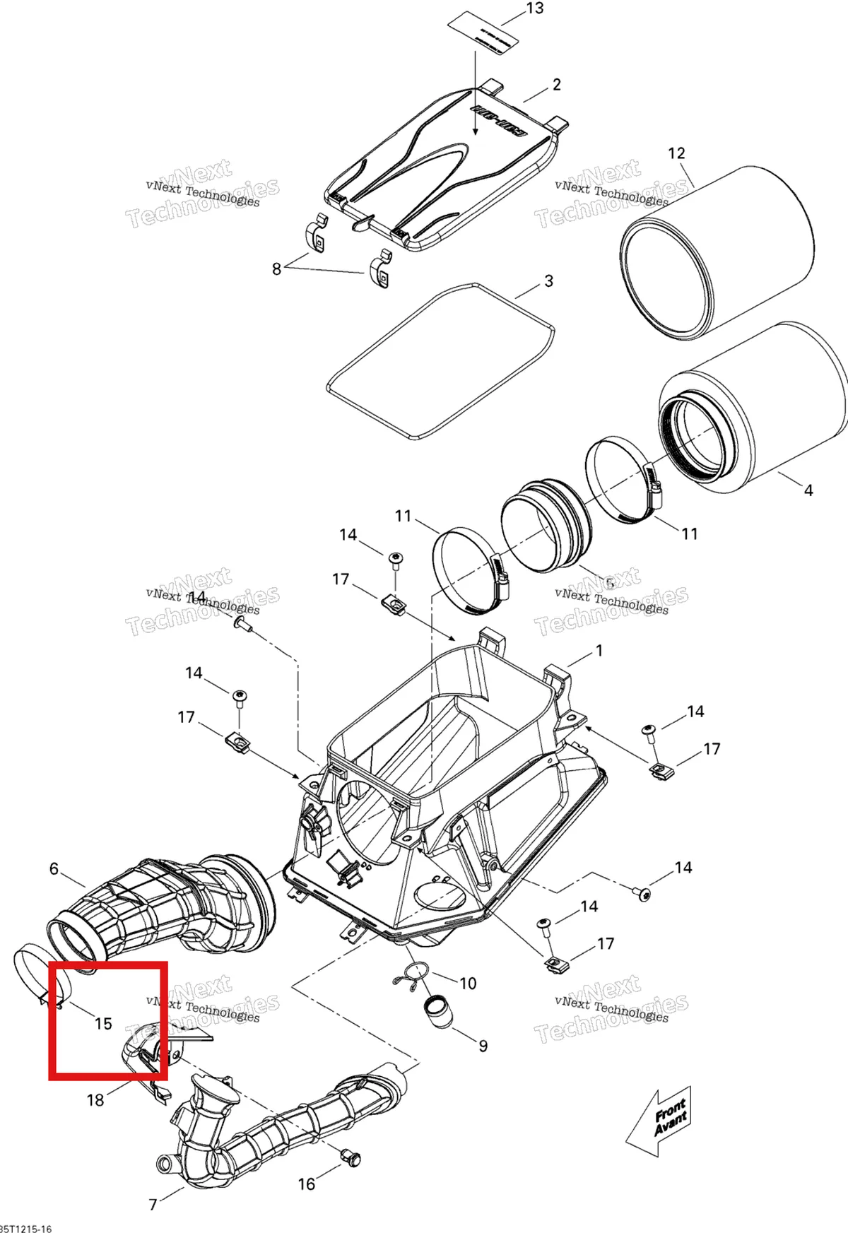 Деталь 293650159 на схеме узла 2015 Can-Am DS 450EFI STD Air Intake Silencer