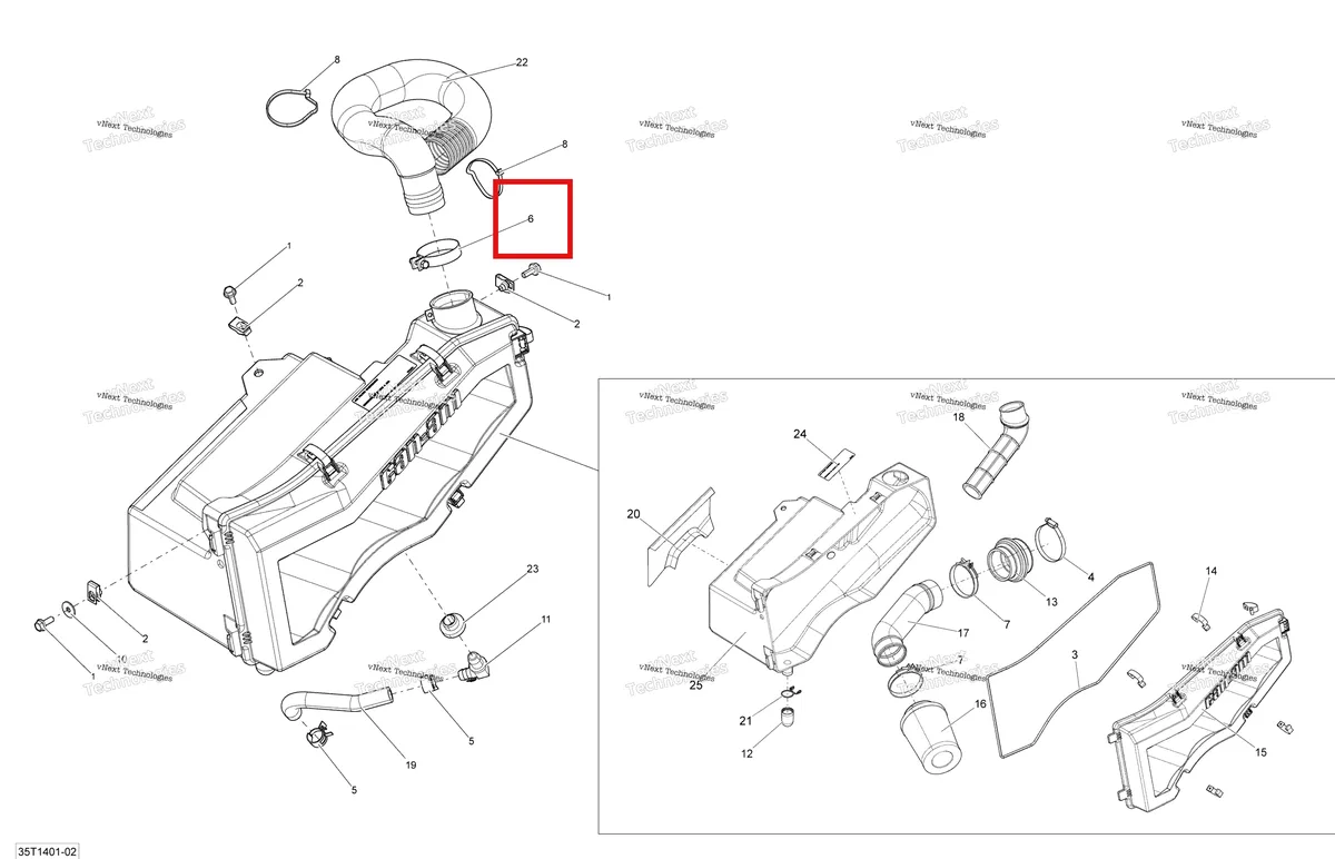 Деталь 293650160 на схеме узла 2014 Can-Am OUTLANDER 400 EFI, STD, XT Air Intake Silencer