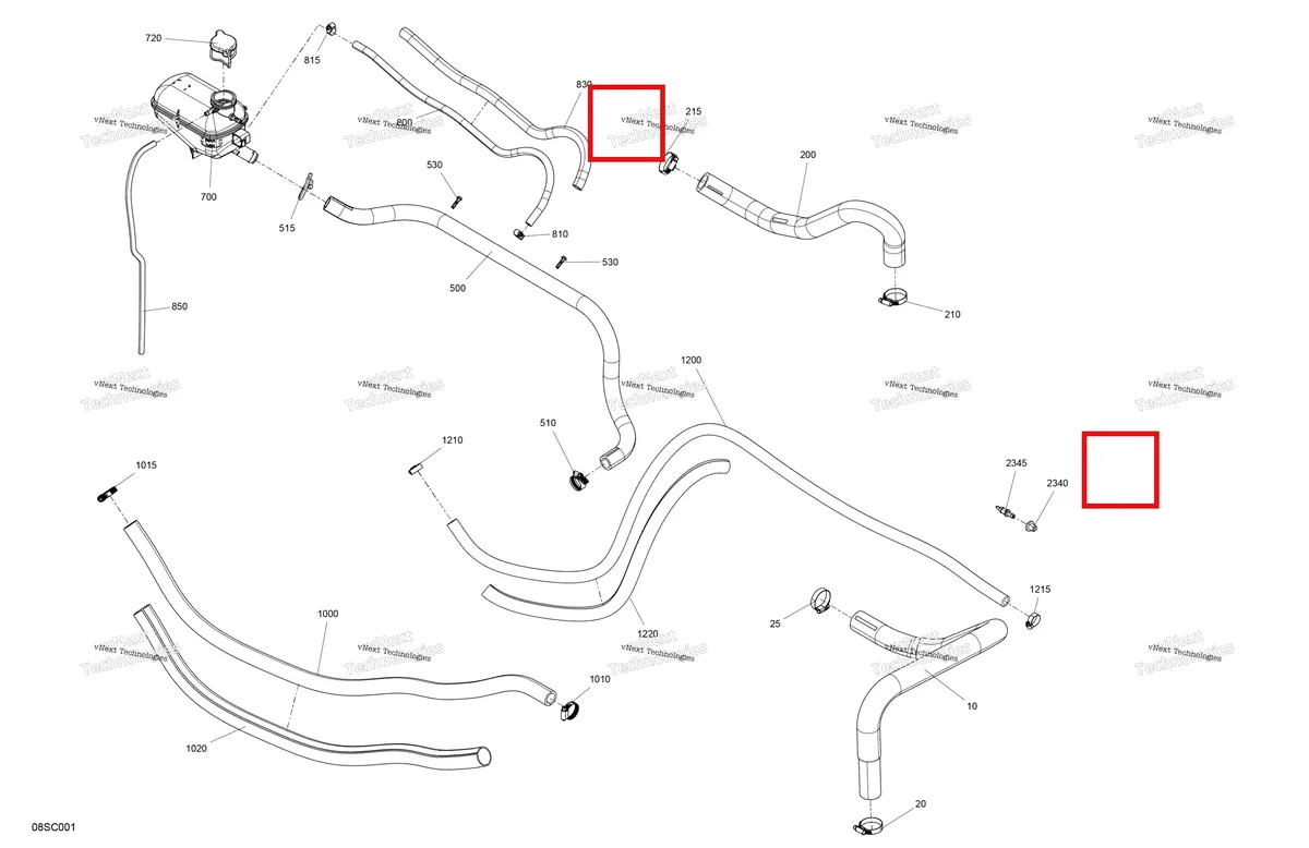 Деталь 293650170 (Хомут) на схеме узла 2023 Sea-Doo GTI 130 Engine - Cooling