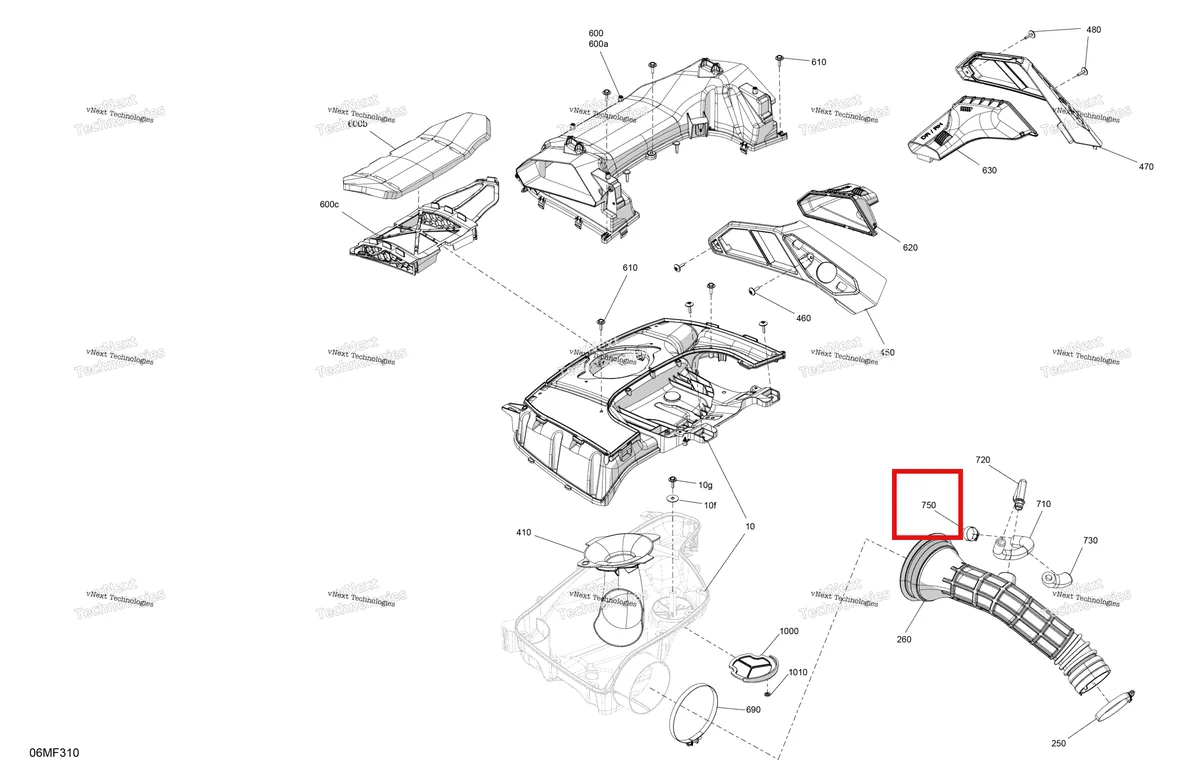 Деталь 293650172 (Хомут) на схеме узла 2026 Ski-Doo RENEGADE - SPORT - 600 ACE - MCTA - Neo Yellow - 15X137X1.25RS Track Engine - Air Intake