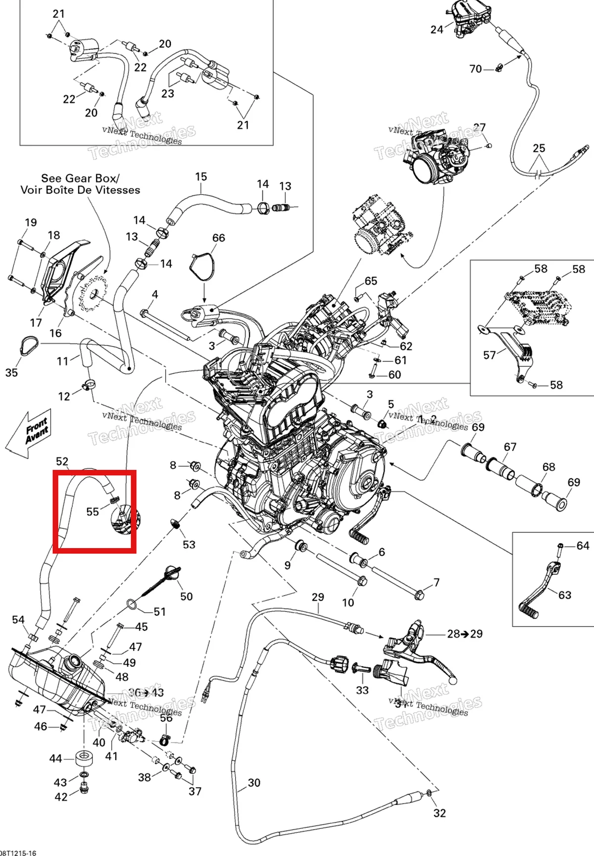 Деталь 293650180 на схеме узла 2015 Can-Am DS 450EFI STD Engine And Engine Support