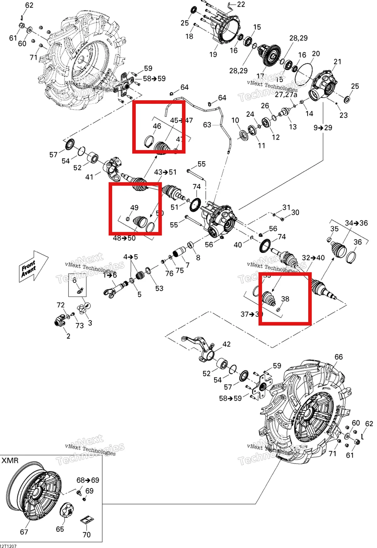 Деталь 293650192 на схеме узла 2012 Can-Am Outlander 800REFI Xmr Drive System, Front