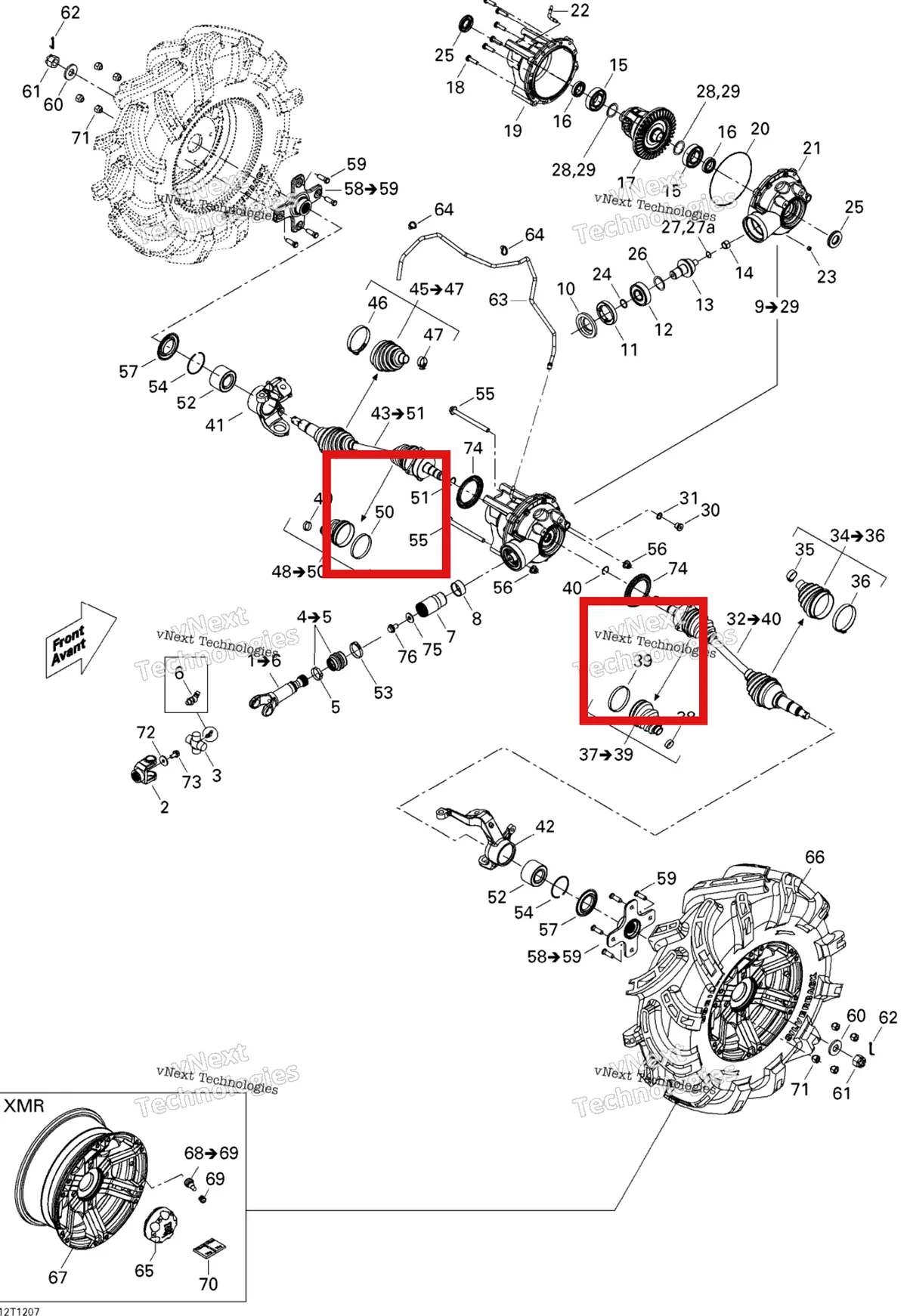 Деталь 293650193 на схеме узла 2012 Can-Am Outlander 800REFI Xmr Drive System, Front