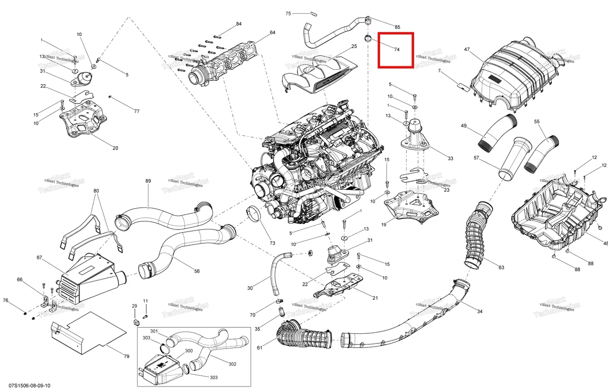 Деталь 293650217 на схеме узла 2015 Sea-Doo RXT 260 & RS Engine