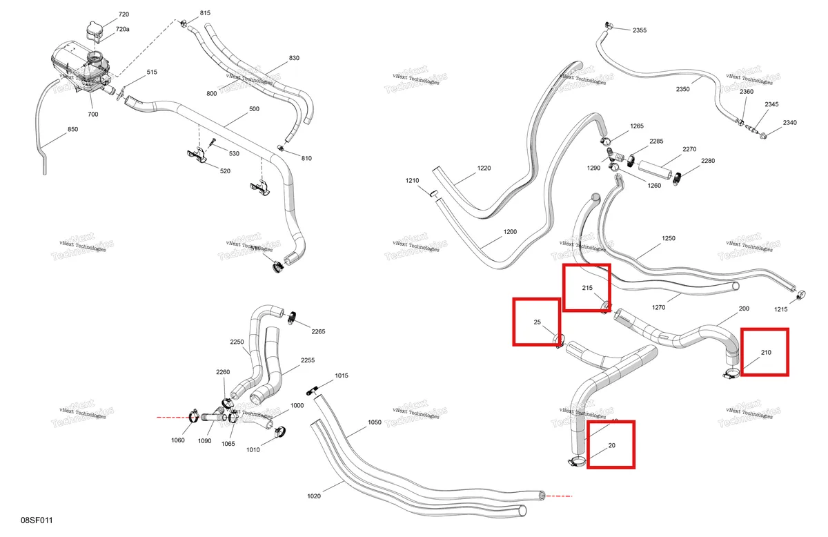 Деталь 293650245 на схеме узла 2026 Sea-Doo GTR - 230 - STD - 36TC - Eclipse Black Engine - Cooling