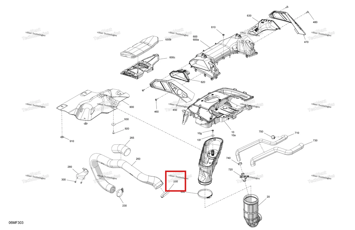 Деталь 293650302 на схеме узла 2026 Ski-Doo RENEGADE - X - 900 ACE TURBO - DXTM - Catalyst Gray - 15X137X1.25RS Track Engine - Air Intake