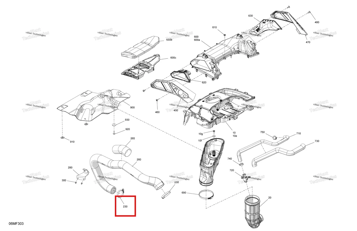 Деталь 293650303 на схеме узла 2026 Ski-Doo RENEGADE - X - 900 ACE TURBO - DXTM - Catalyst Gray - 15X137X1.25RS Track Engine - Air Intake