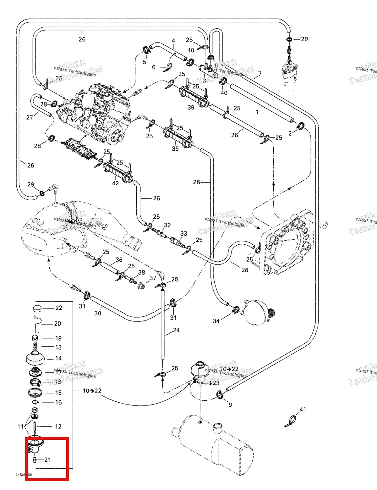 Деталь 293700010 на схеме узла 2003 Sea-Doo XP DI, 6130/6131 Cooling System