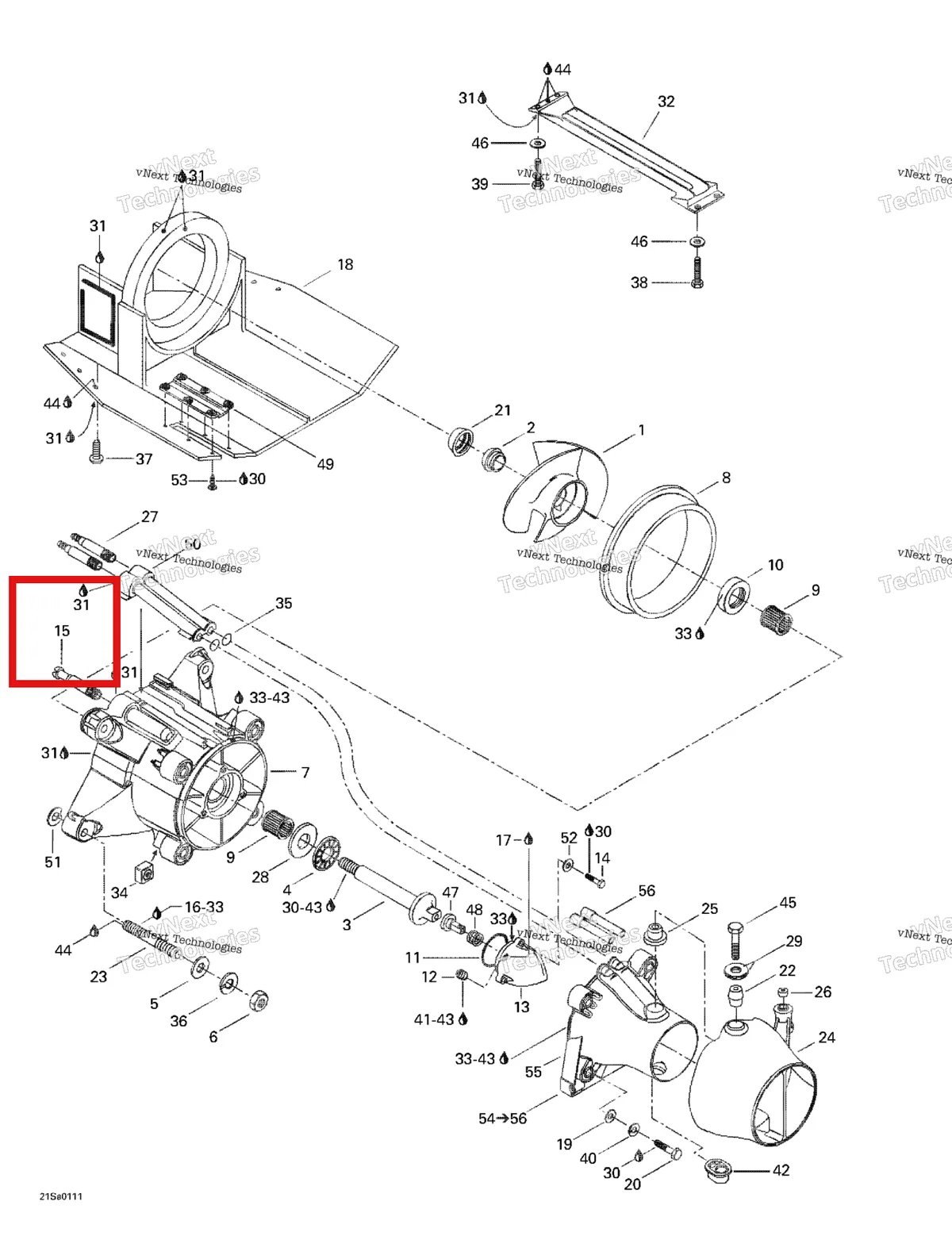 Деталь 293700019 на схеме узла 2001 Sea-Doo GTS, 5551 Propulsion System