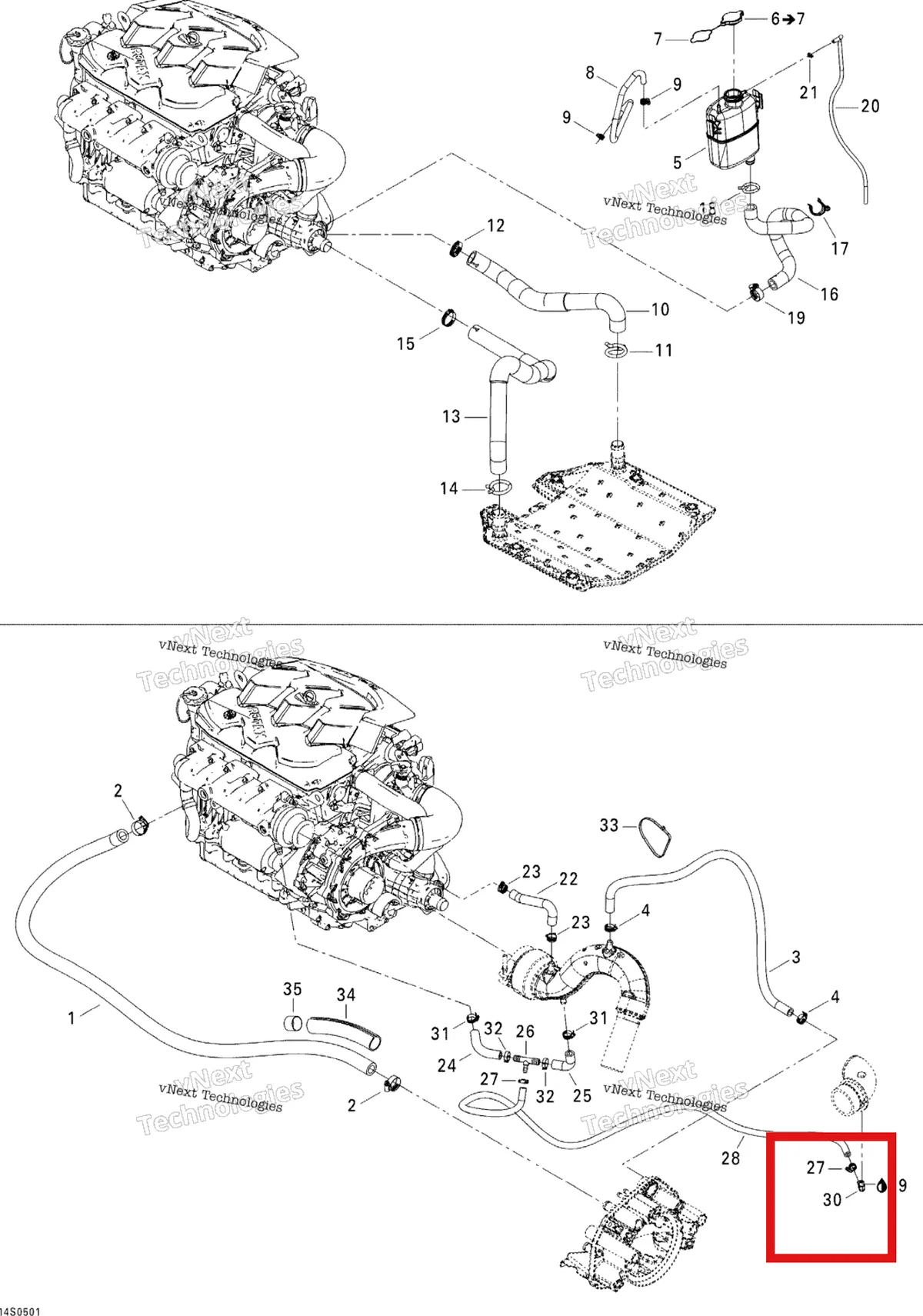 Схема применяемости: Колено фитинг 90 Sea-Doo 293700024