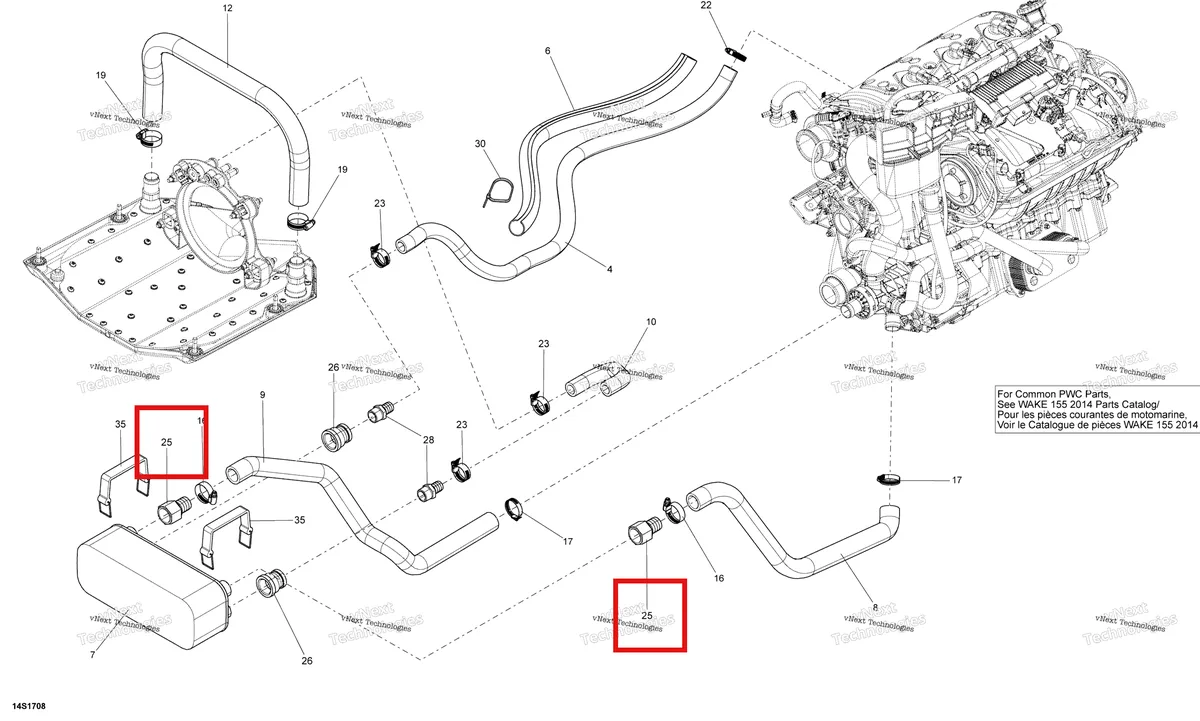 Деталь 293700052 на схеме узла 2018 Sea-Doo SAR 155 Cooling System