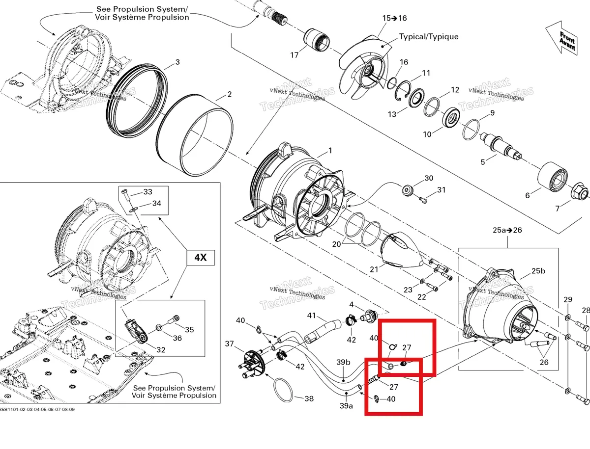 Деталь 293710017 (Штыревой разъём Sea-Doo GTX 215 (2012) (293710017)) на схеме узла , (17CS) Pump