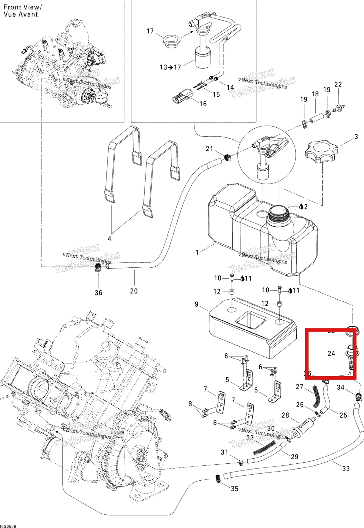 Деталь 293710051 на схеме узла 2005 Sea-Doo 3D RFI Oil Injection System