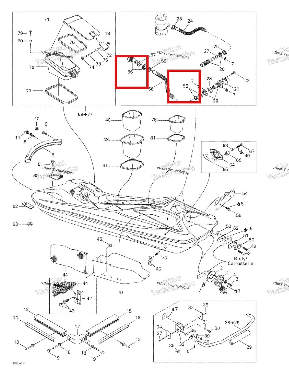 Деталь 293710060 на схеме узла 2003 Sea-Doo LRV DI, 5771 Body 2