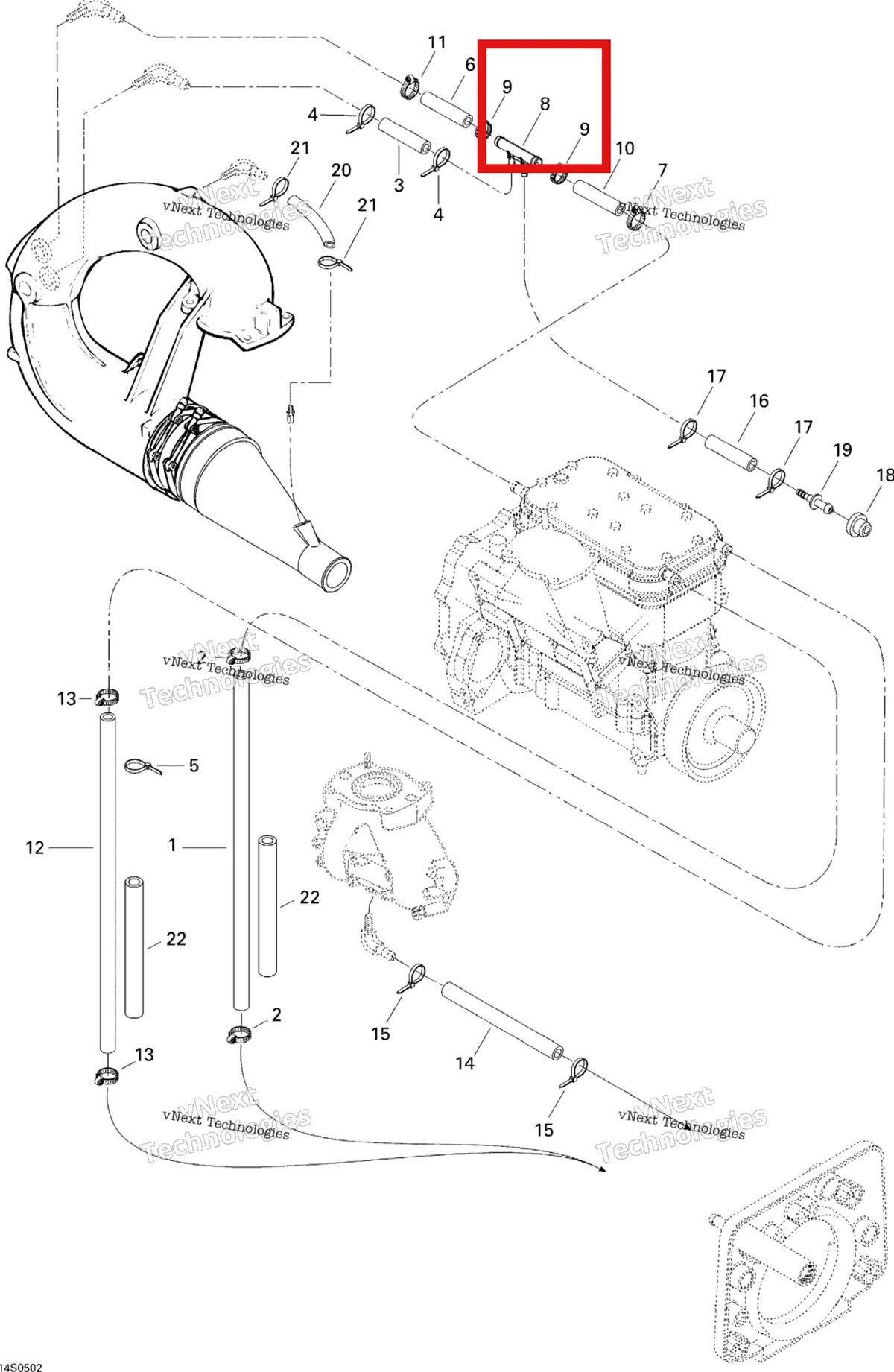 Деталь 293710100 на схеме узла 2005 Sea-Doo GTI Cooling System