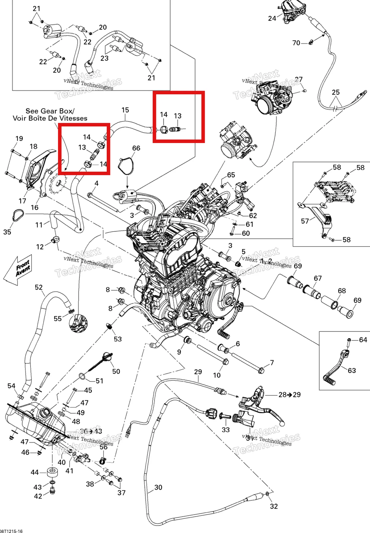 Деталь 293710119 на схеме узла 2015 Can-Am DS 450EFI STD Engine And Engine Support