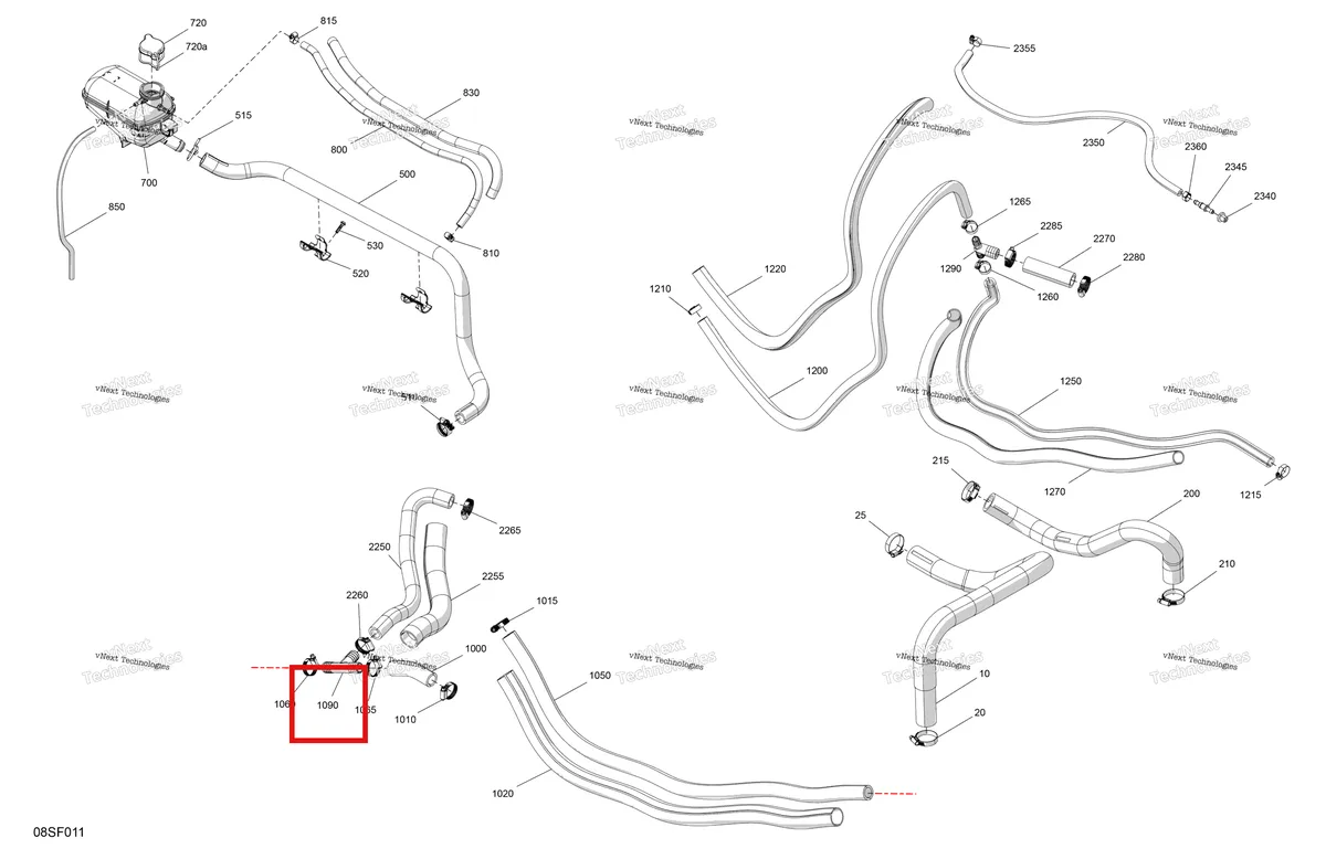 Деталь 293710131 на схеме узла 2026 Sea-Doo GTR - 230 - STD - 36TC - Eclipse Black Engine - Cooling