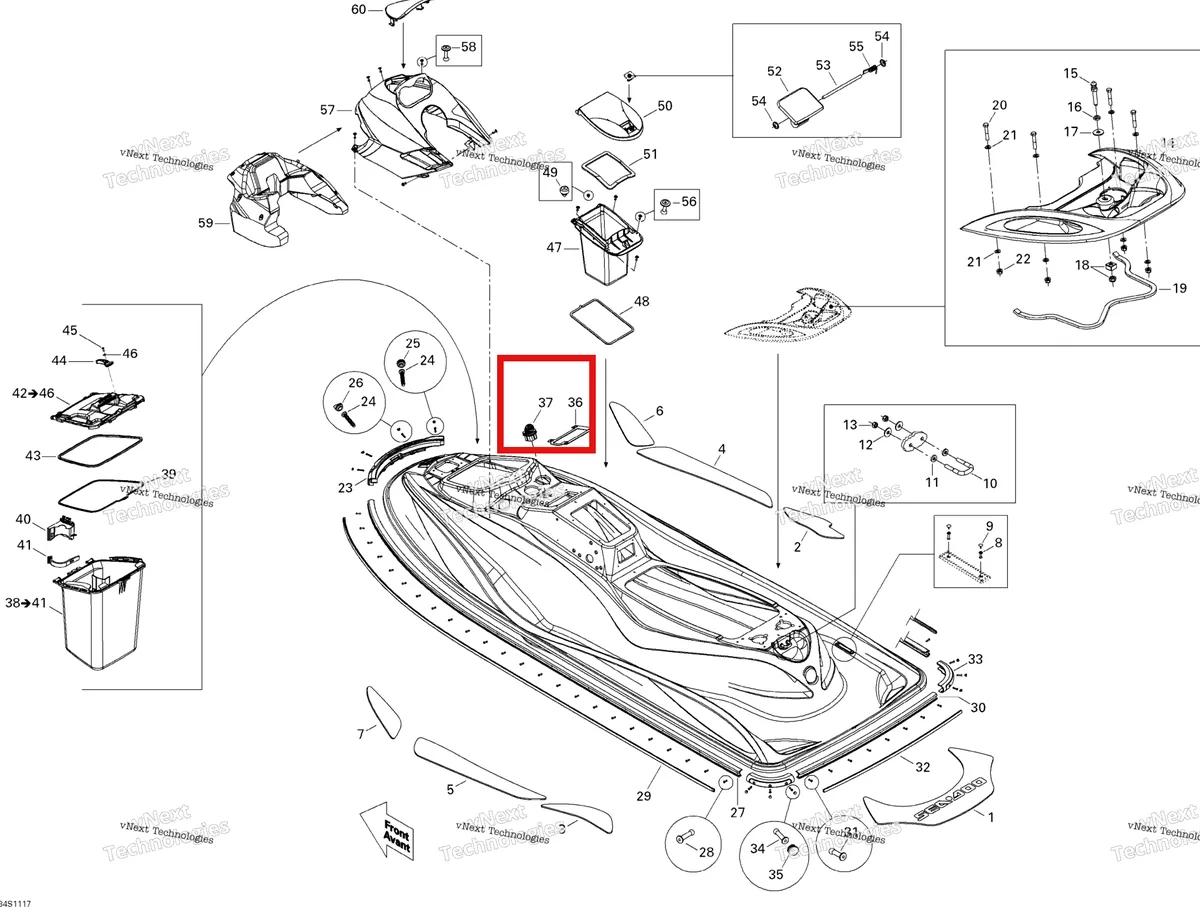 Деталь 293720042 на схеме узла 2011 Sea-Doo GTS Pro 130 Body