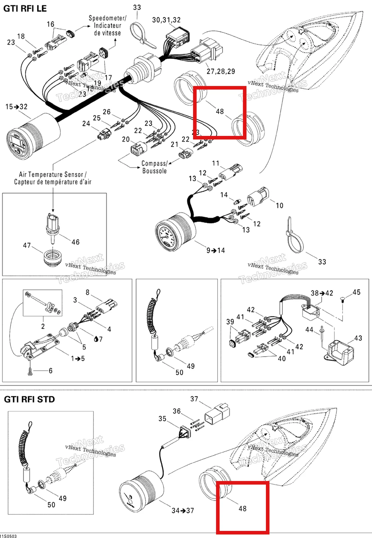 Деталь 293720047 на схеме узла 2005 Sea-Doo GTI LE RFI Electrical Accessories Le
