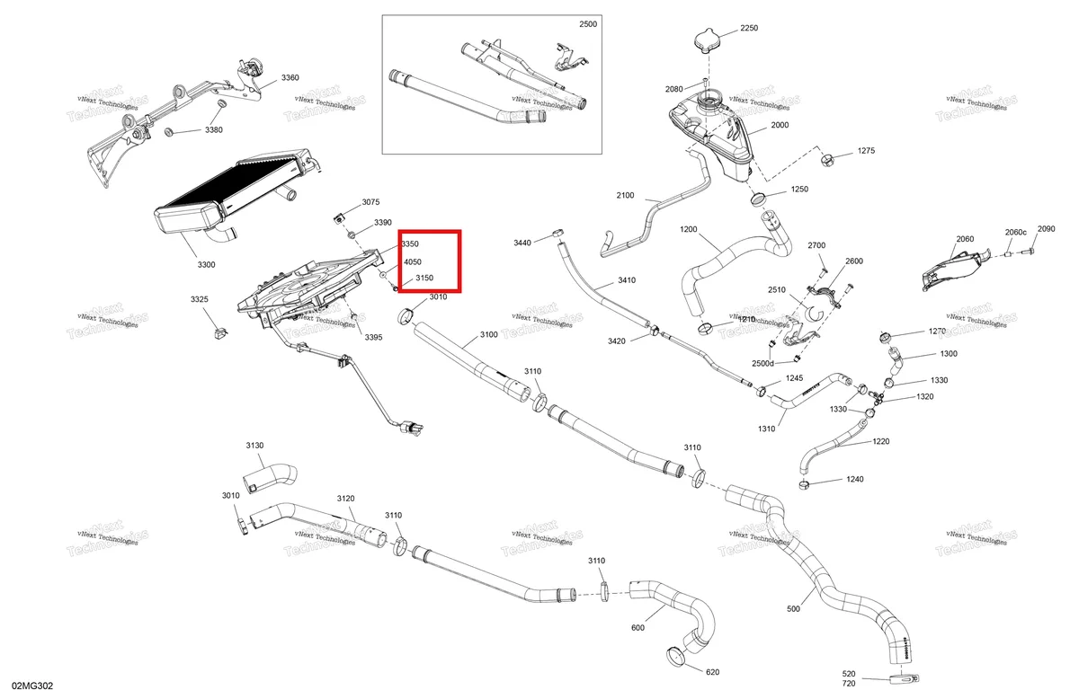 Деталь 293720130 (Overmolded втулка резиновая Can-Am Commander MAX 1000R EFI XT (2024) (293720130)) на схеме узла 2027 Ski-Doo EXPEDITION - LE - 600R E-TEC - ABVA - Neo Yellow - 20X154X1.5CSS Track Engine - Cooling