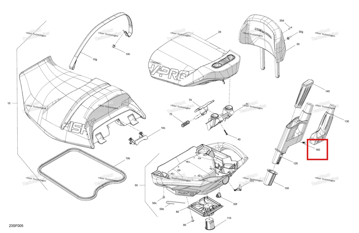 Деталь 293730006 на схеме узла 2026 Sea-Doo FISH PRO TROPHY - 170 - 19TB - Flint Grey - Audio Body - Seat