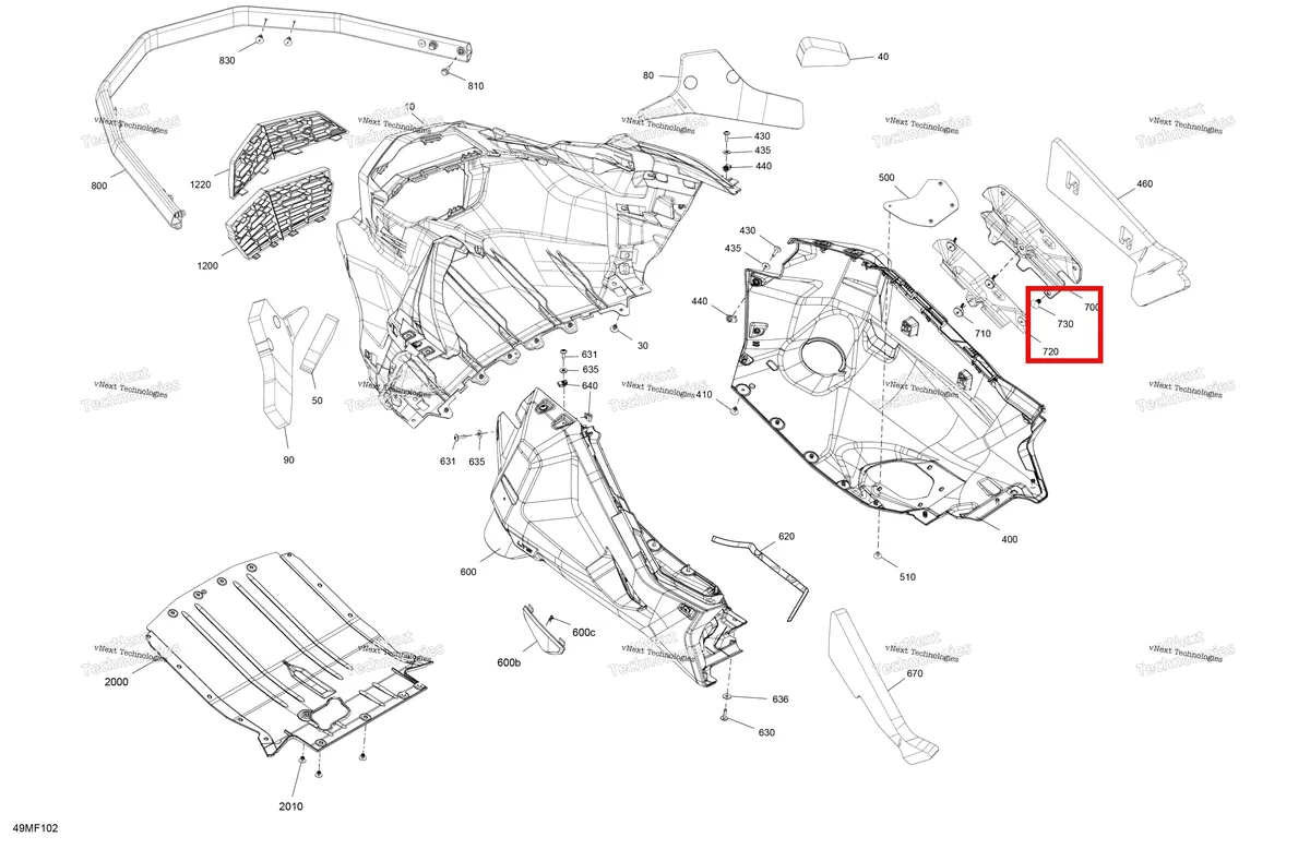 Деталь 293730010 на схеме узла 2026 Ski-Doo SKANDIC - SPORT - 600 EFI - AJTA - Neo Yellow - 20X154X1.25WT Track Body - Bottom Pan