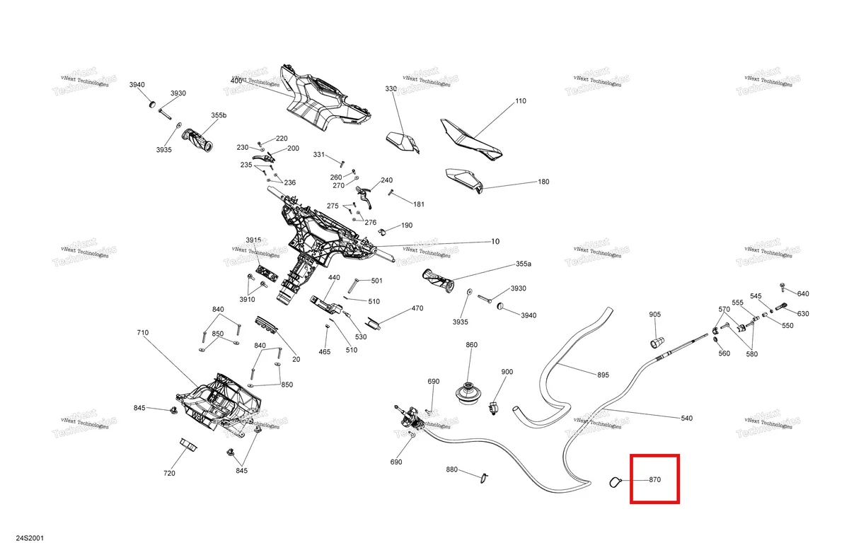 Деталь 293750002 (Стяжка 180мм) на схеме узла 2020 Sea-Doo GTI 90 Steering
