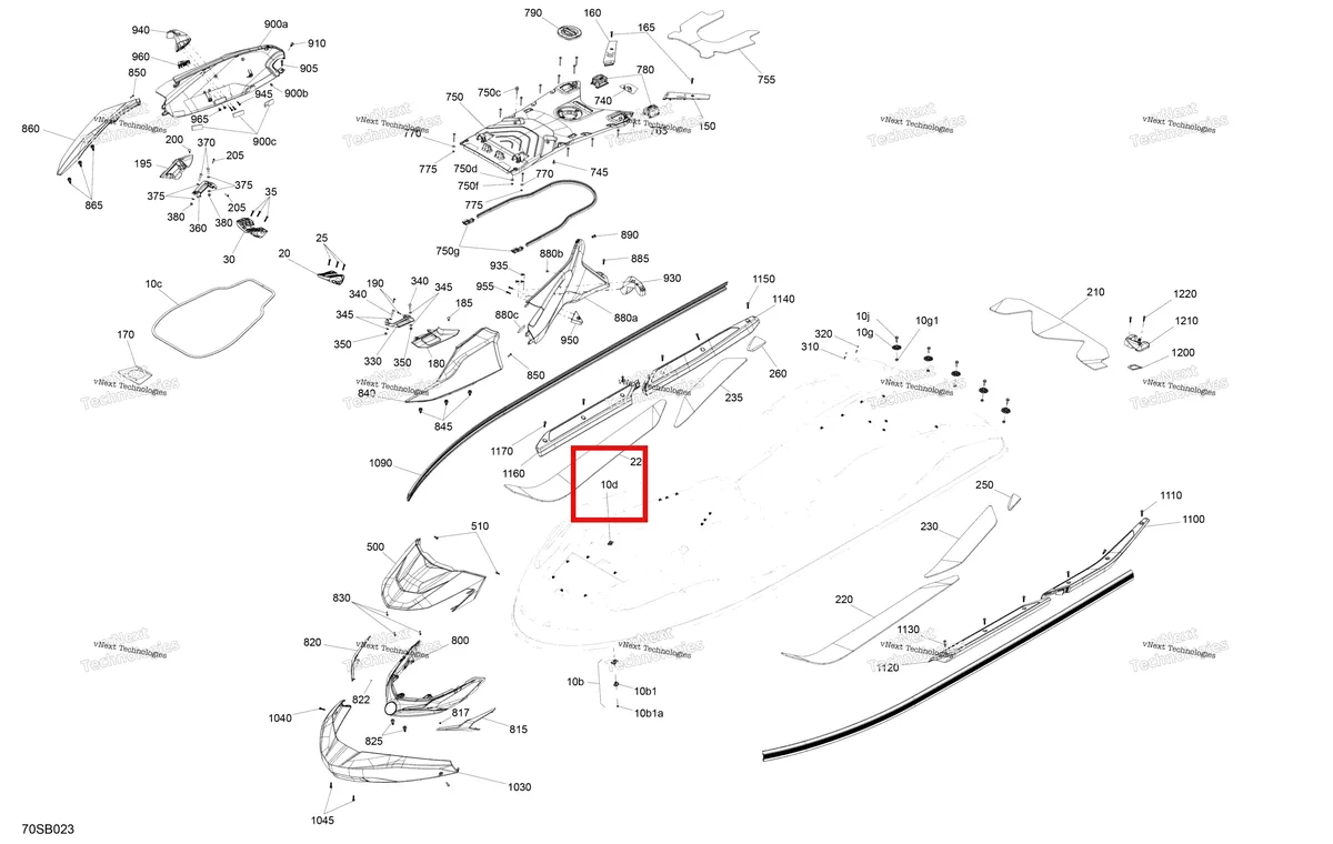 Деталь 293750025 на схеме узла 2022 Sea-Doo FISH PRO TROPHY 170 Body - System - International