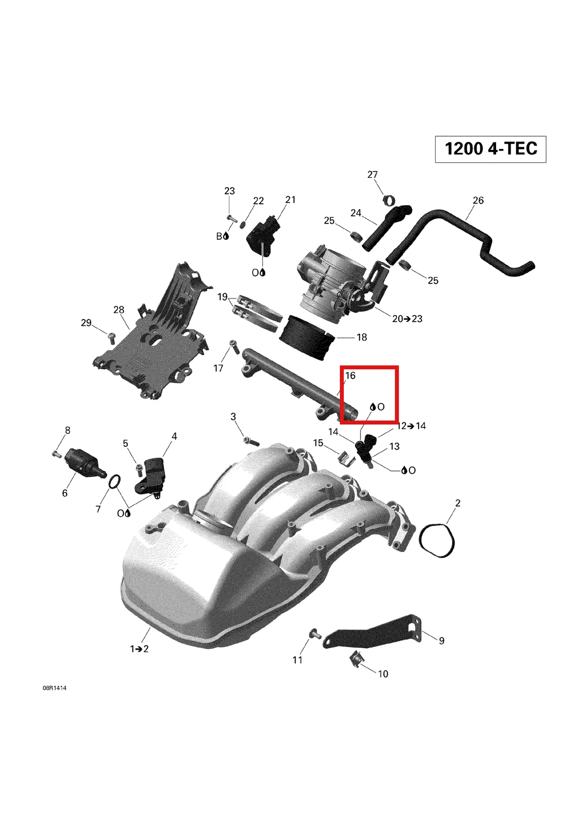 Деталь 293800060 (Фикстор резьбы) на схеме узла 02_Air Intake Manifold And Throttle Body
