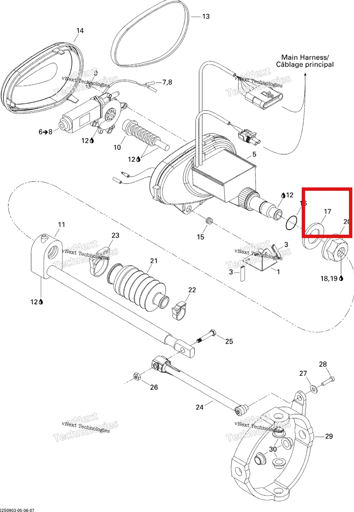 Деталь 293830027 на схеме узла 2009 Sea-Doo Wake PRO 215 Trim, Electrical