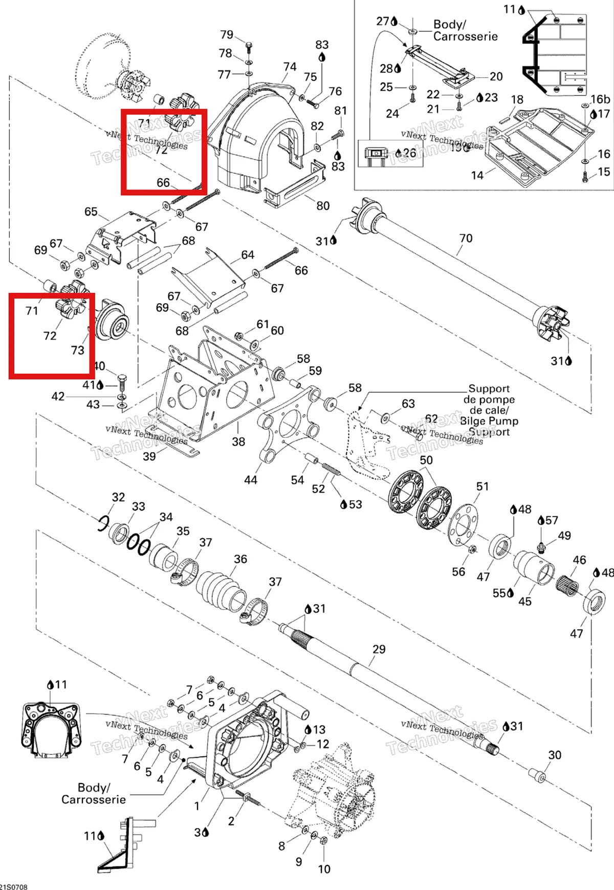 Деталь 293830067 на схеме узла 2007 Sea-Doo 3D 947 DI Propulsion