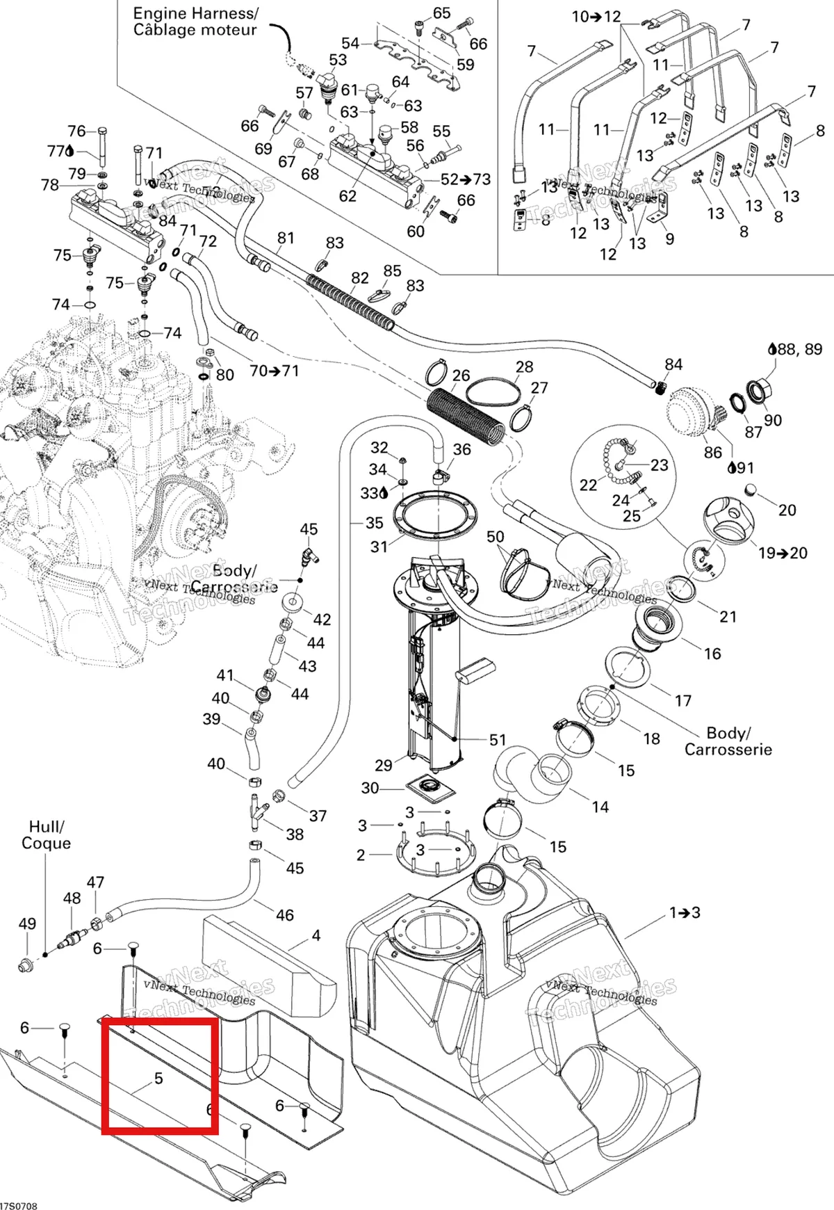 Схема применяемости: Резиновый накладка Sea-Doo 293830087