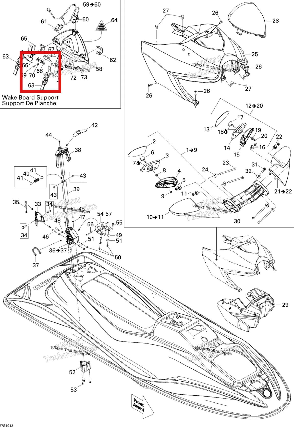 Деталь 293830116 на схеме узла 2010 Sea-Doo Wake 155 Body, Front View