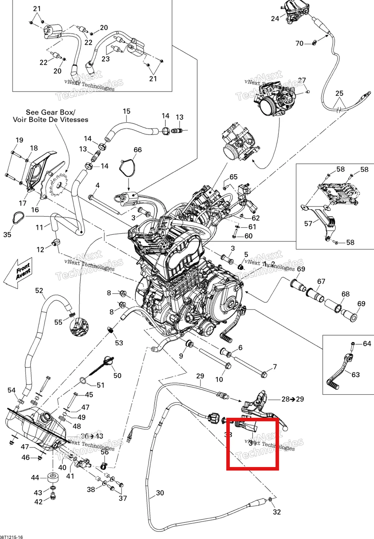 Деталь 293830122 на схеме узла 2015 Can-Am DS 450EFI STD Engine And Engine Support