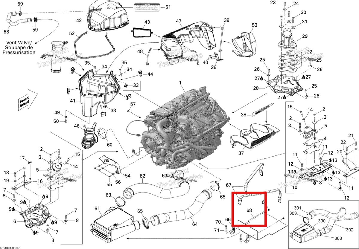 Деталь 293830138 на схеме узла 2010 Sea-Doo RXT-X and X RS 260 Engine And Air Intake Silencer