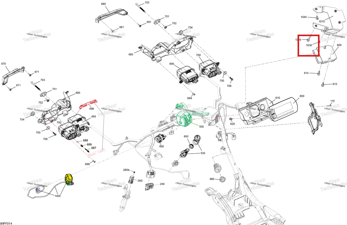 Деталь 293830229 (Резиновый упор Can-Am Outlander 4x4 XT 1000R (2025) (293830229)) на схеме узла 2026 Can-Am OUTLANDER - 2X4 - STD - 500 - 1KTB - Legion Red Electric - Front Section