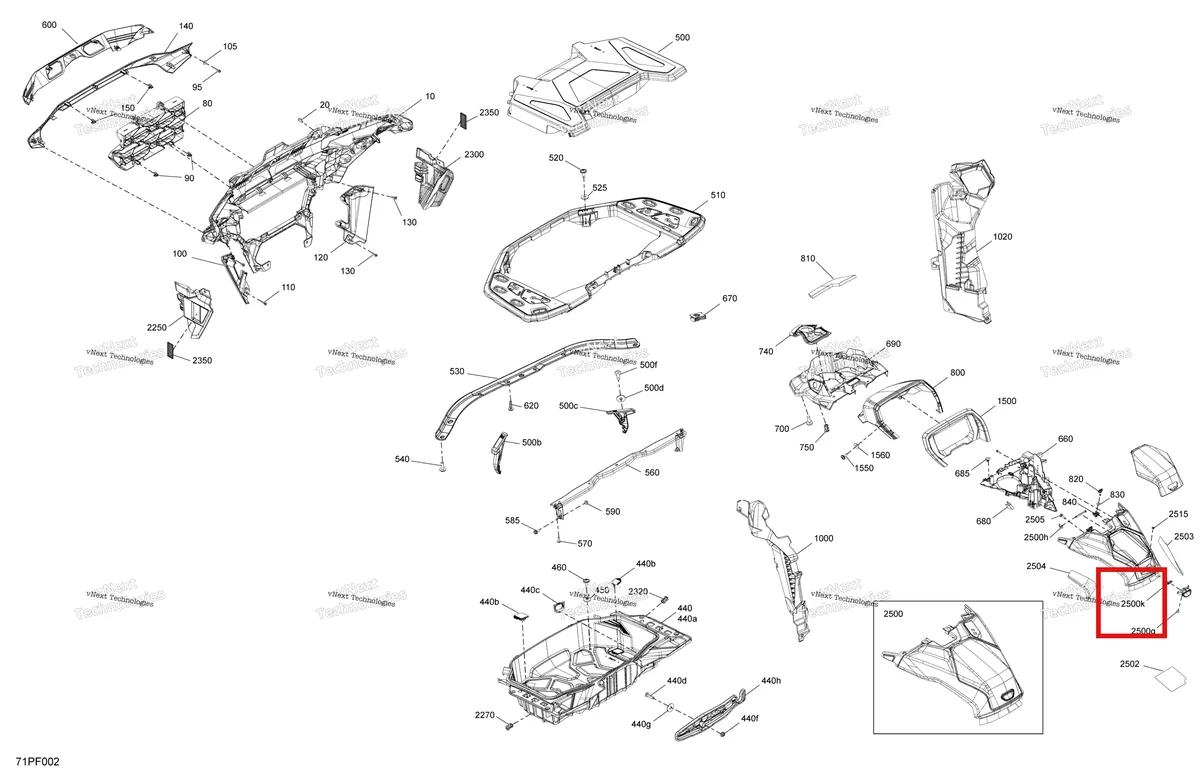 Деталь 293830251 (Insulating накладка Can-Am Outlander 4x4 XT 1000R (2025) (293830251)) на схеме узла 2026 Can-Am OUT-MAX - 6X6 - DPS - 850 EFI - 2HTA - Granite Grey Body - Front Section