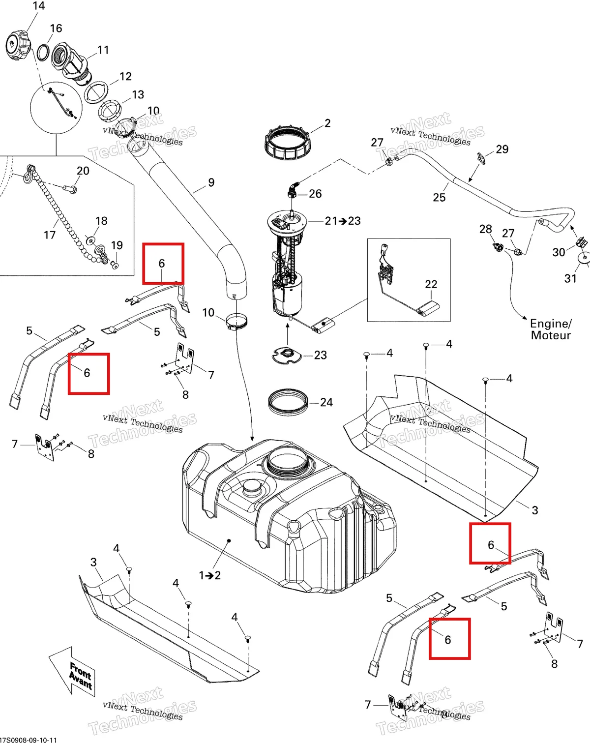 Деталь 293850038 на схеме узла 2009 Sea-Doo GTI 130 Rental Fuel System