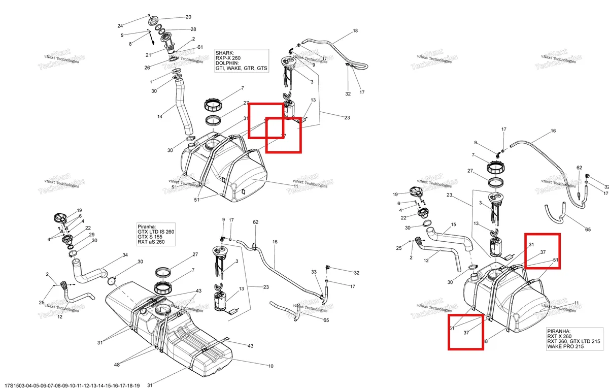Деталь 293850111 на схеме узла 2015 Sea-Doo RXP-X 260 & RS Fuel System