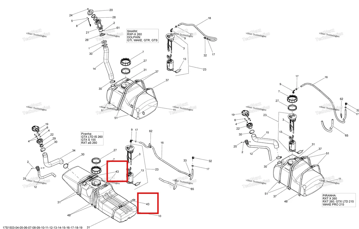 Деталь 293850114 на схеме узла 2015 Sea-Doo RXT-X AS 260 & RS Fuel System