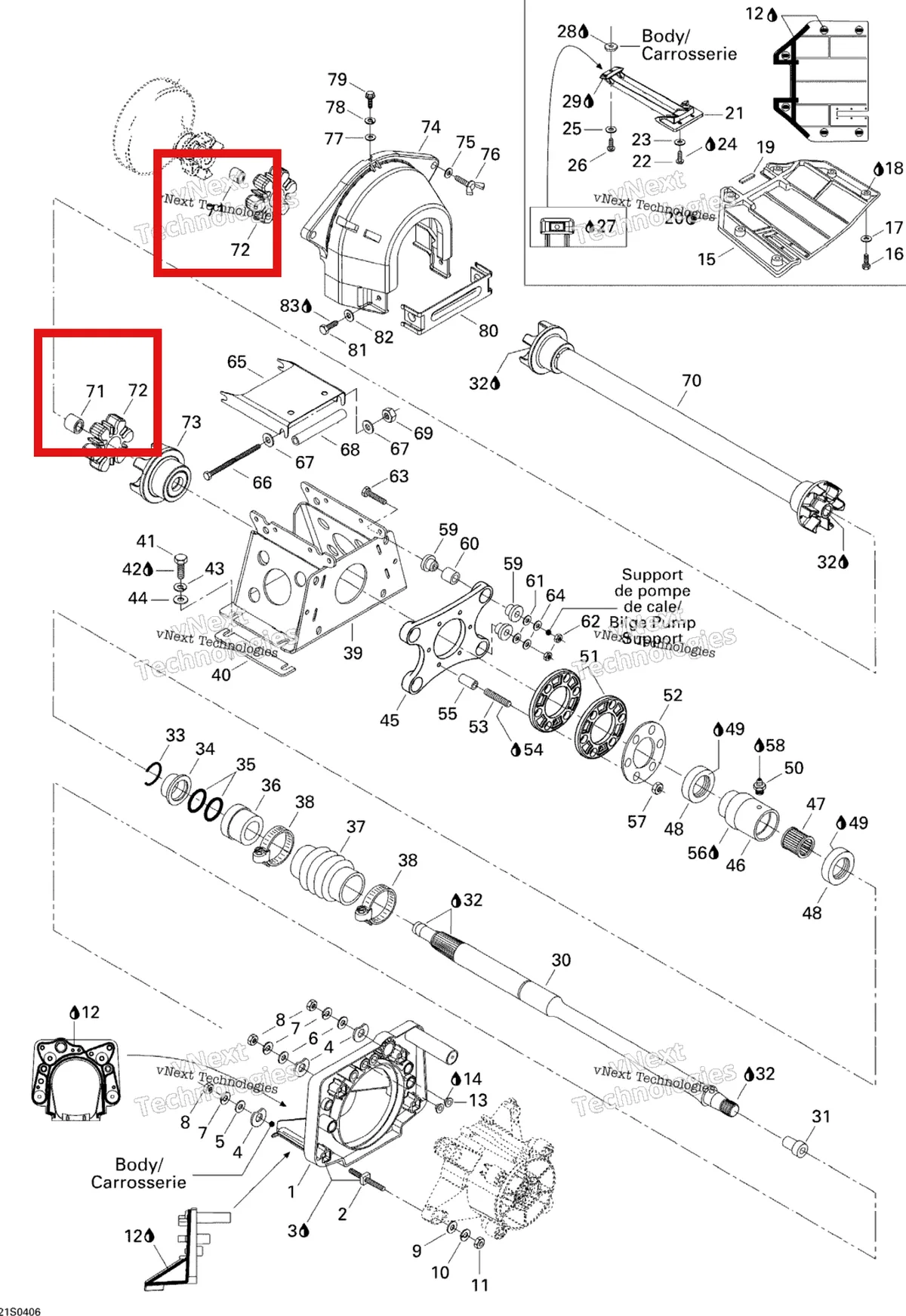 Деталь 293900016 на схеме узла 2004 Sea-Doo XP DI Propulsion