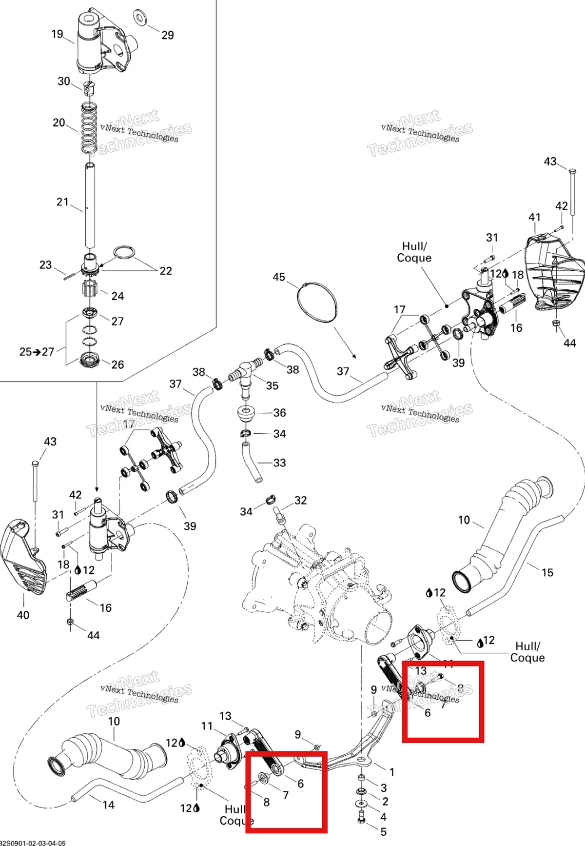 Деталь 293900042 на схеме узла 2009 Sea-Doo Wake PRO 215 Off Power Assisted Steering