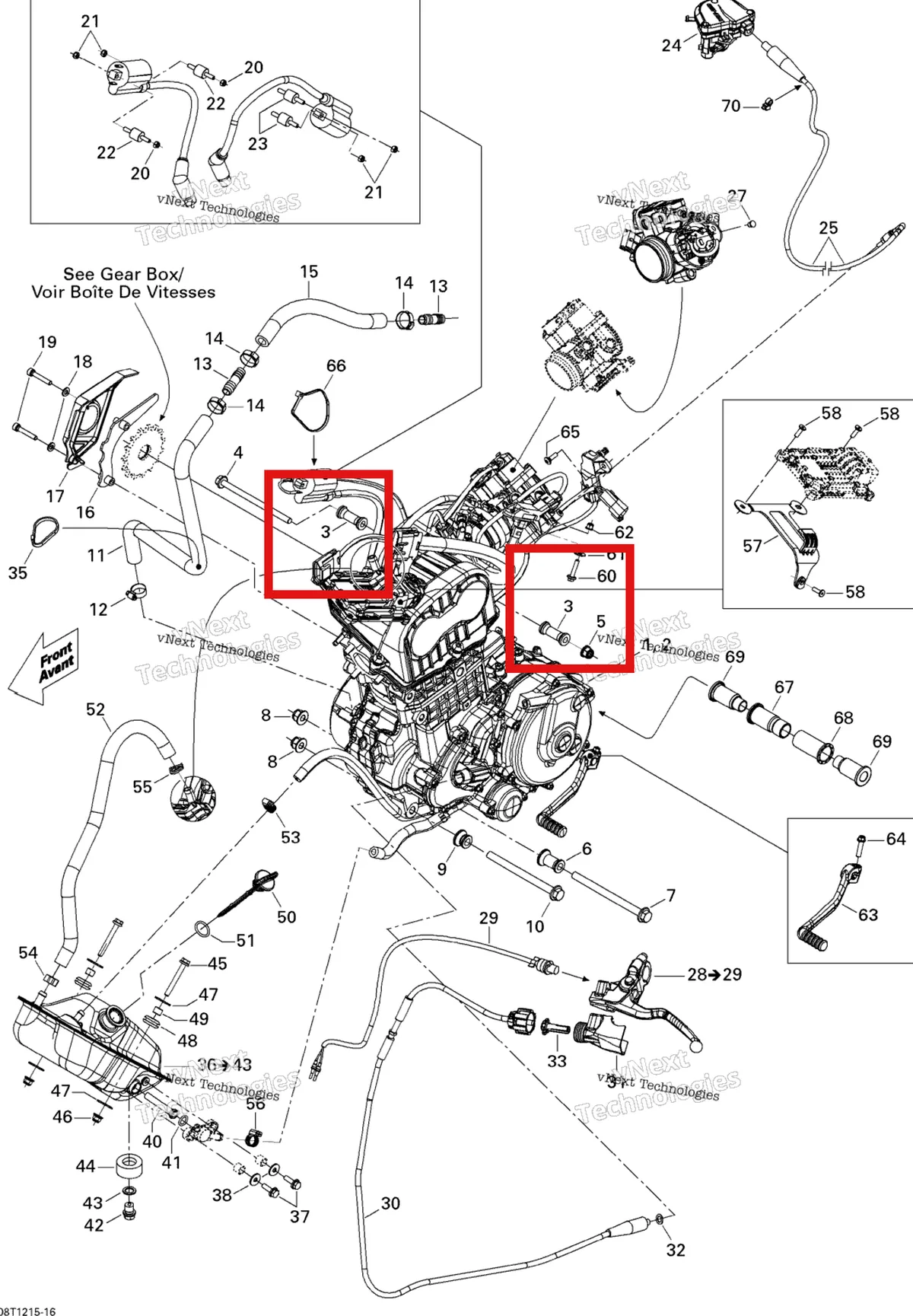 Деталь 293900071 на схеме узла 2015 Can-Am DS 450EFI STD Engine And Engine Support